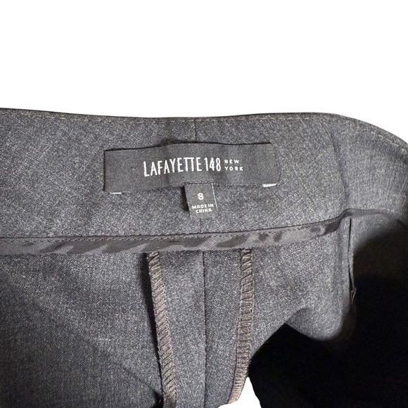 Lafayette 148 Size US 8 Irving Stretch Wool Pleated Straight Pants Smoke Gray - Picture 5 of 9